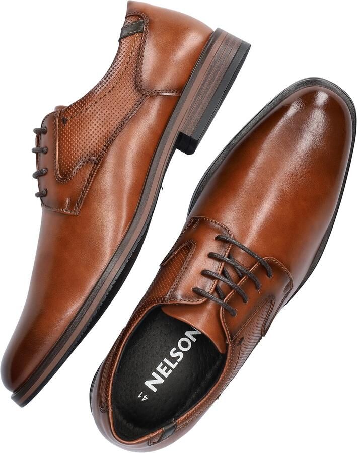 Nelson leren veterschoenen cognac - Foto 5