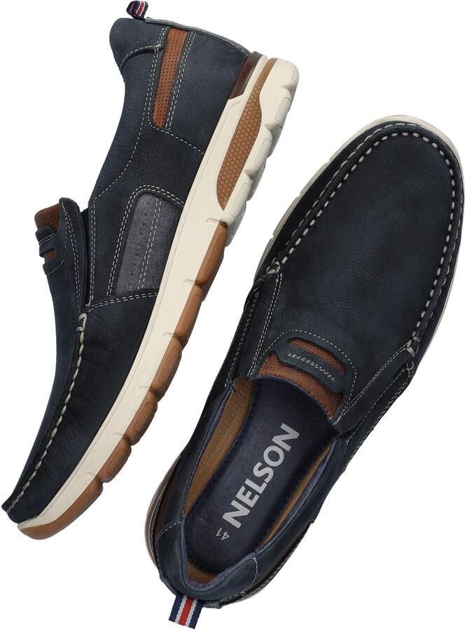 Nelson nubuck instappers donkerblauw