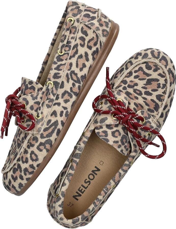 Nelson suède leren bootschoenen met panterprint beige zwart - Foto 4