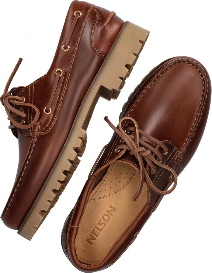 Nelson leren bootschoenen met profielzool cognac - Foto 3