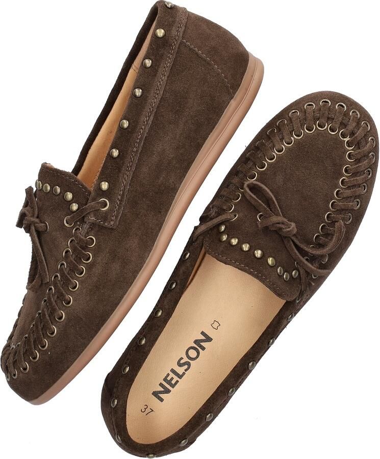 Nelson suède mocassins met studs bruin - Foto 4