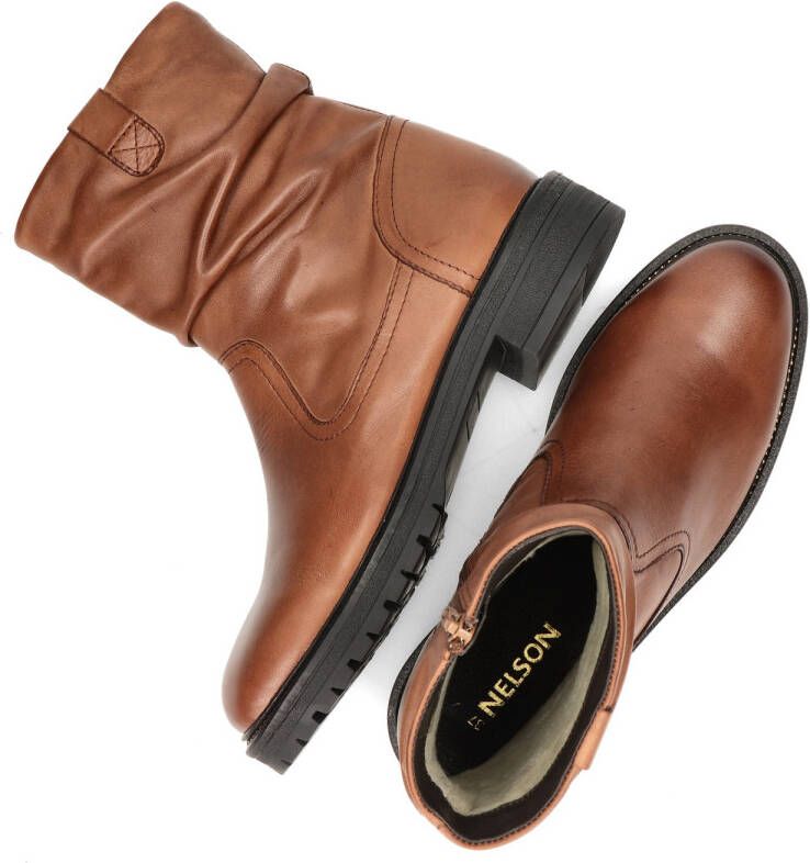 Nelson gevoerde leren enkellaarzen cognac - Foto 4