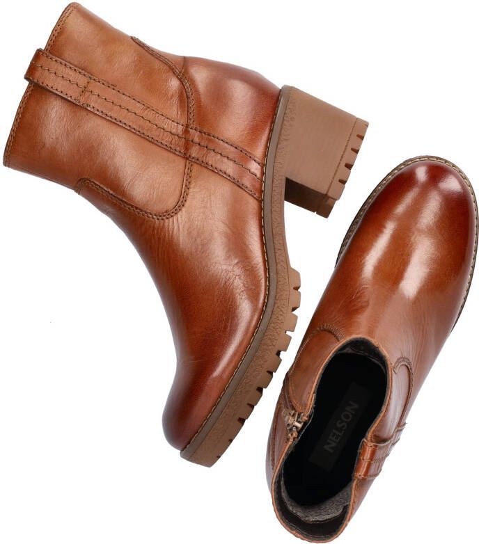 Nelson gevoerde leren enkellaarzen cognac - Foto 3