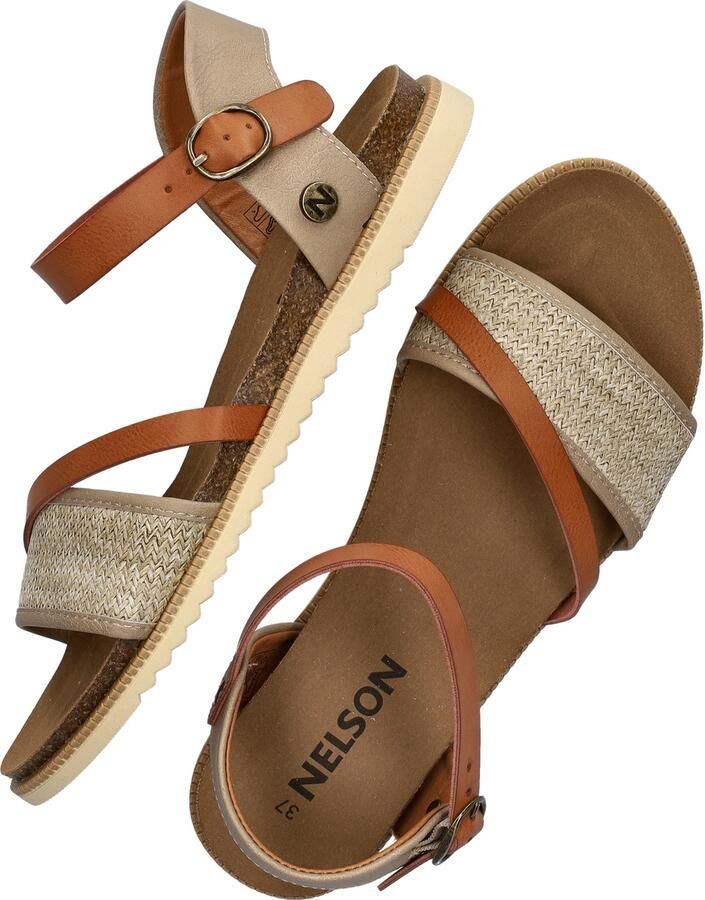 Nelson imitatieleren sandalen cognac beige - Foto 4