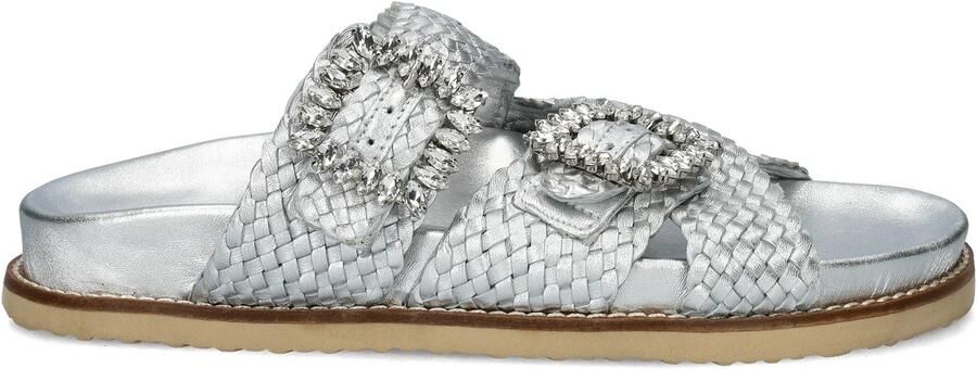 Nelson leren slippers zilver