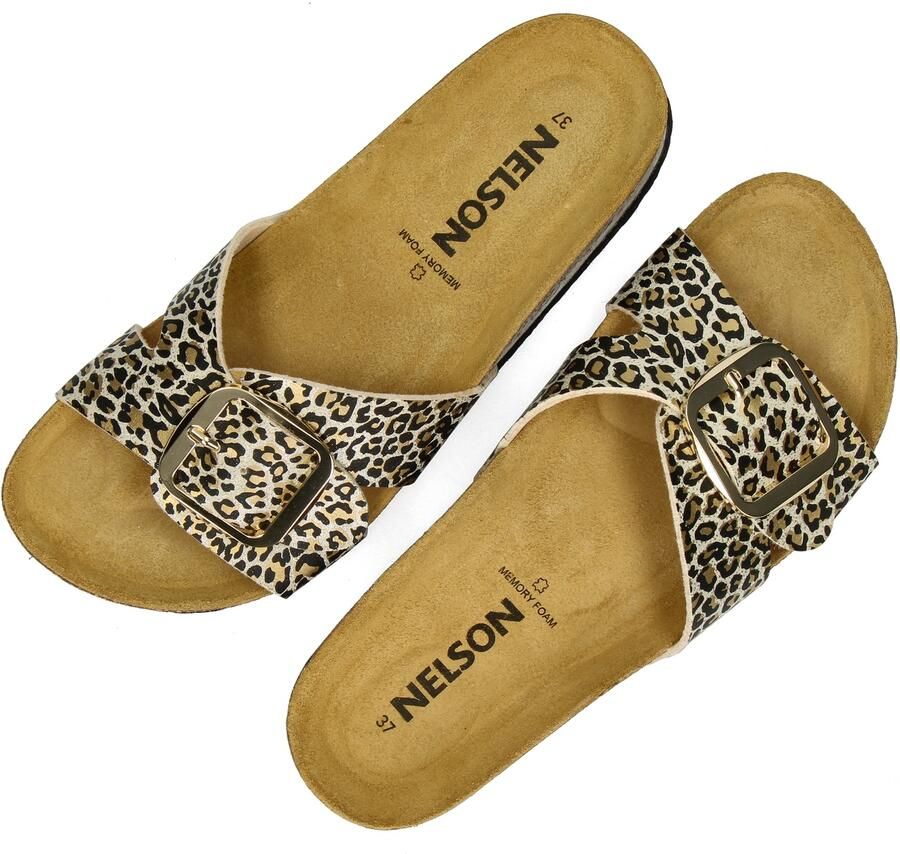 Nelson slippers met panterprint beige zwart - Foto 3