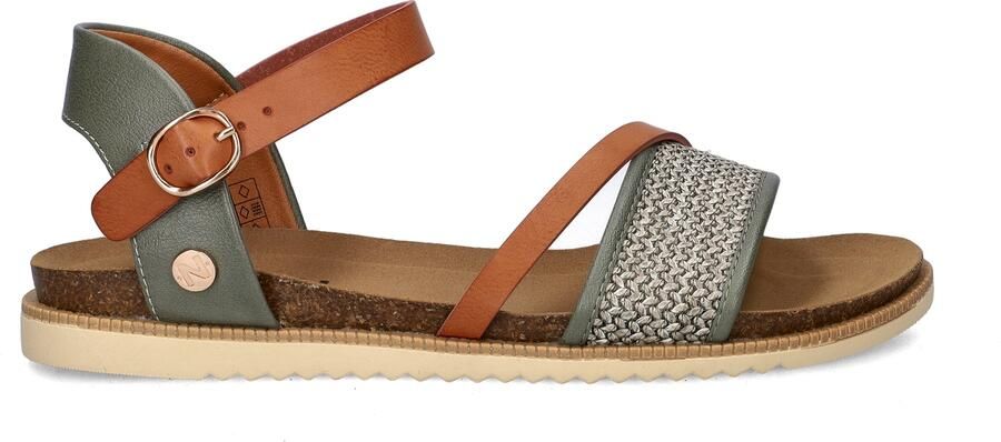 Nelson imitatieleren sandalen cognac groen - Foto 4