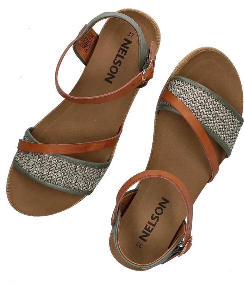 Nelson imitatieleren sandalen cognac groen - Foto 5