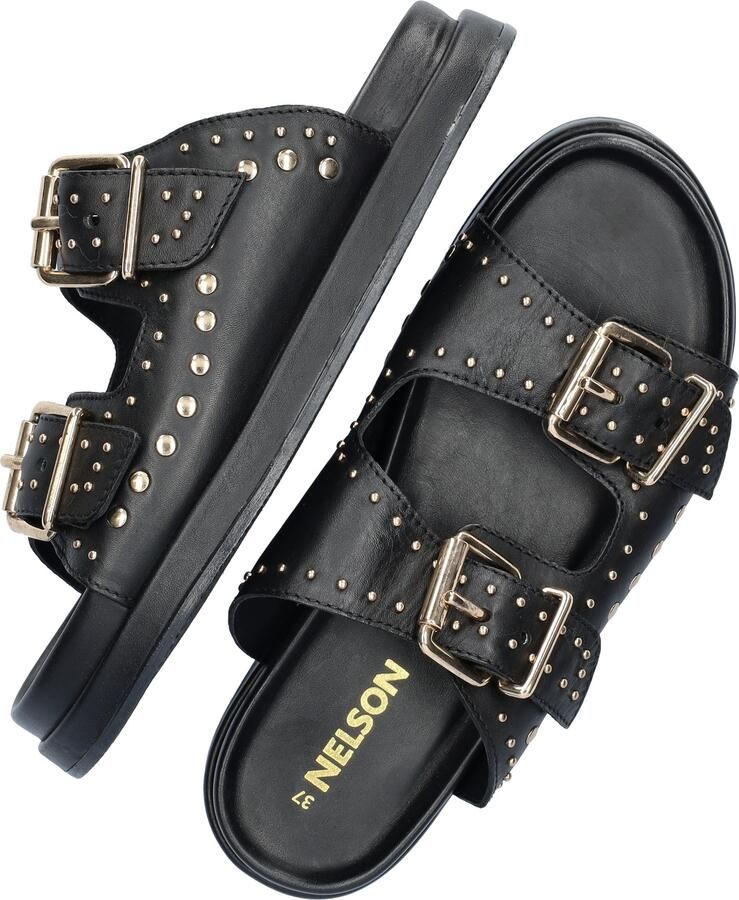 Nelson leren slippers met studs zwart - Foto 2