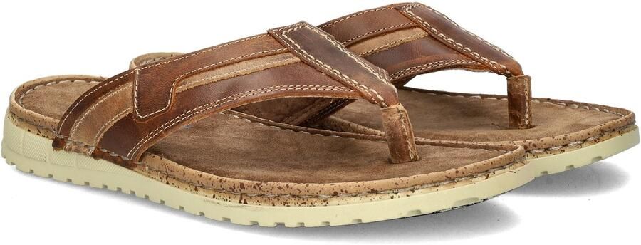 Nelson leren teenslippers cognac - Foto 3