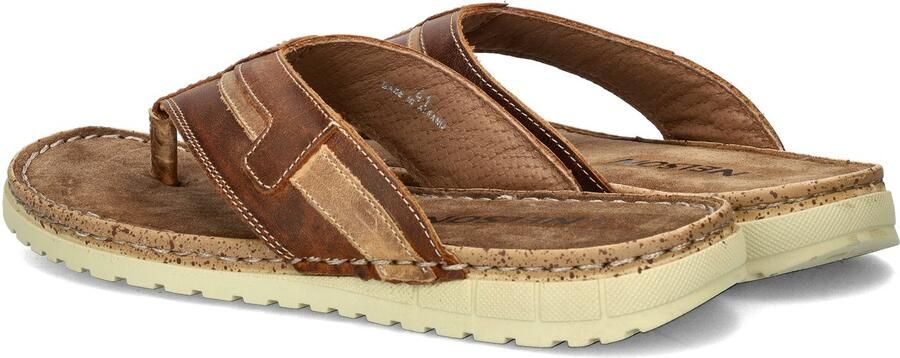 Nelson leren teenslippers cognac - Foto 2