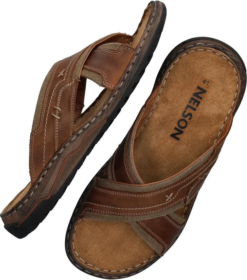 Nelson leren slippers bruin - Foto 5