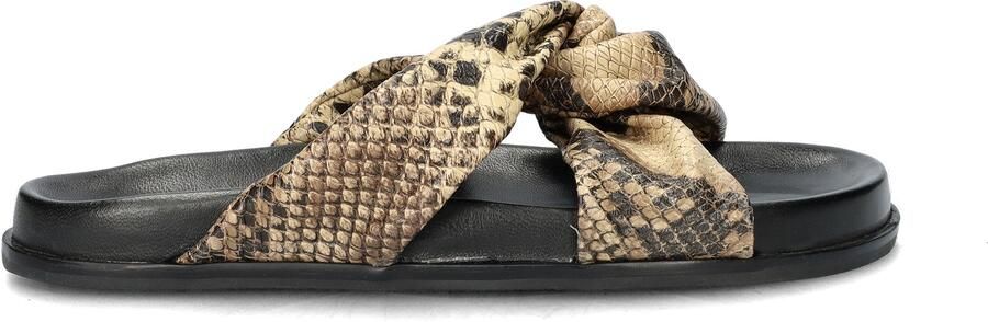 Nelson leren slippers met slangenprint zwart beige - Foto 2