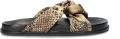 Nelson leren slippers met slangenprint zwart beige - Zwart