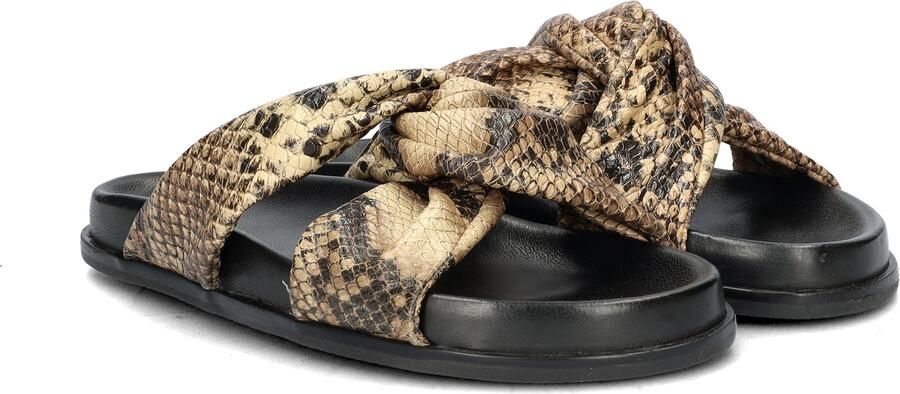 Nelson leren slippers met slangenprint zwart beige - Foto 5