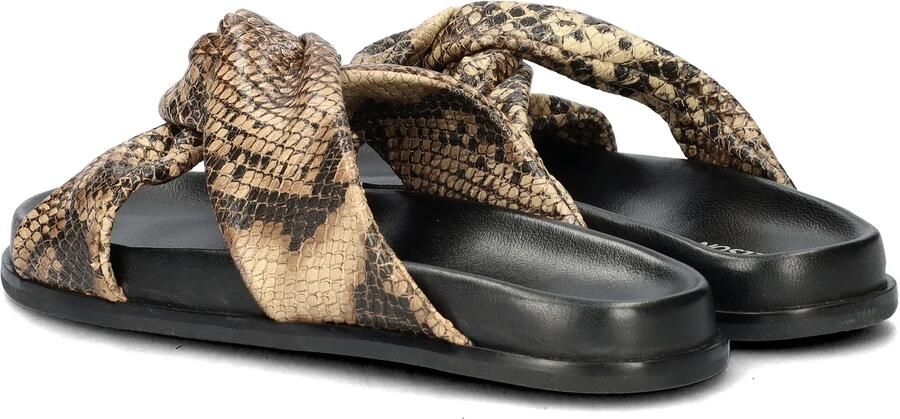 Nelson leren slippers met slangenprint zwart beige - Foto 4