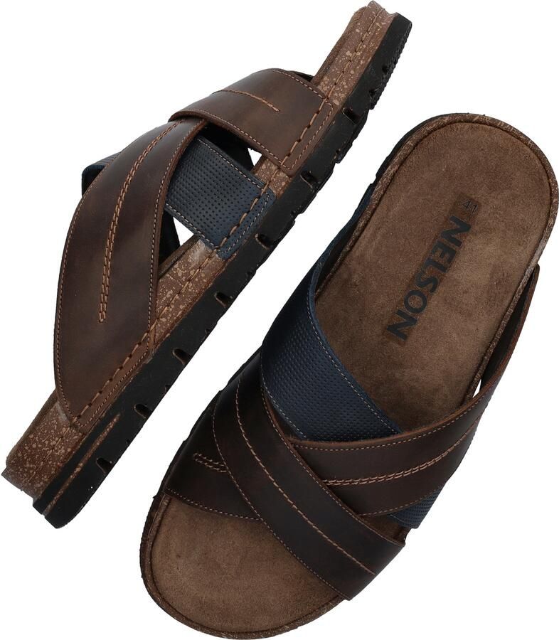 Nelson leren slippers bruin - Foto 5