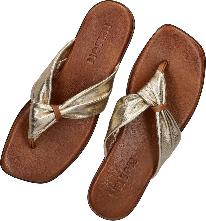 Nelson imitatieleren teenslippers goud - Foto 5