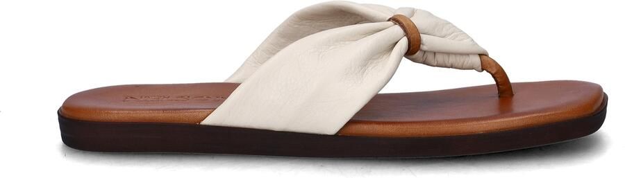 Nelson imitatieleren teenslippers ecru - Foto 4
