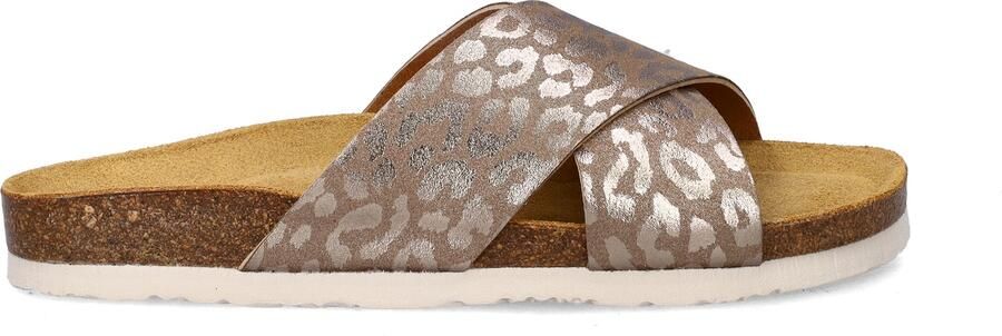 Nelson imitatieleren slippers met panterprint taupe - Foto 4
