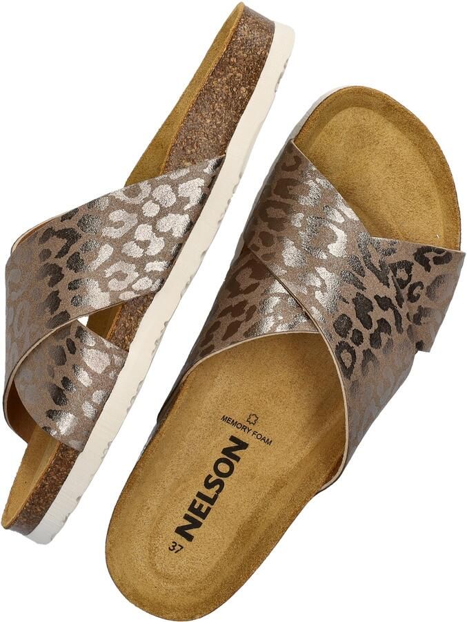 Nelson imitatieleren slippers met panterprint taupe - Foto 5