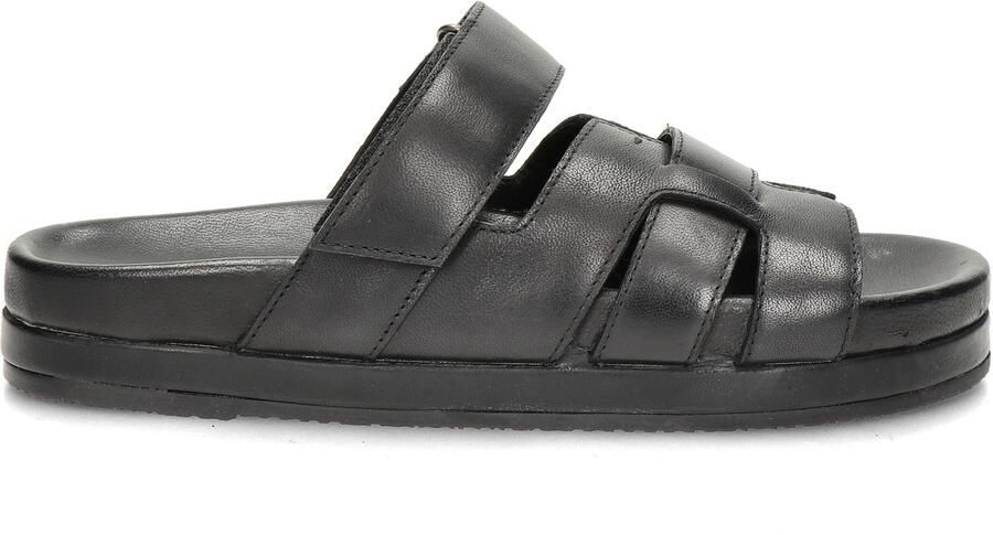 Nelson leren slippers zwart