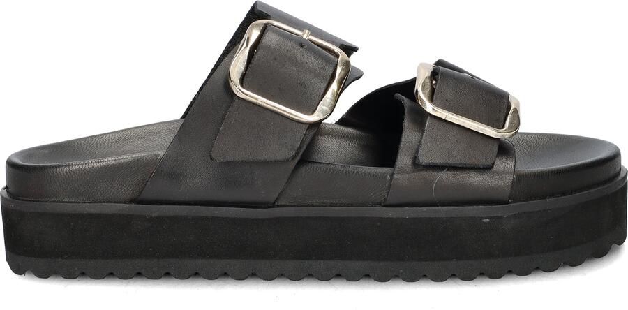 Nelson leren slippers zwart
