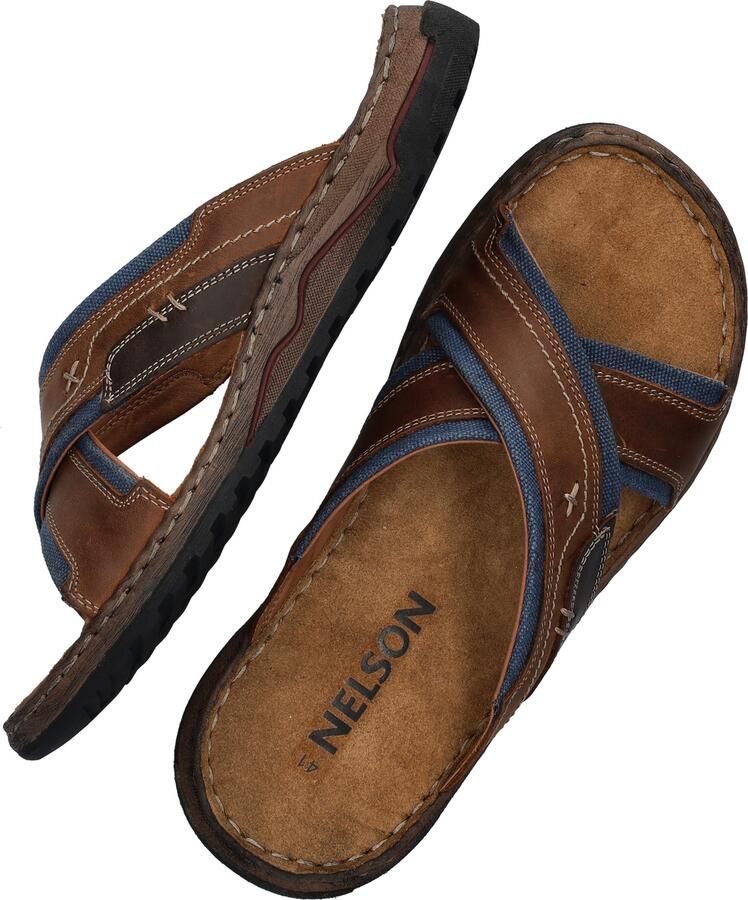 Nelson leren slippers cognac - Foto 3