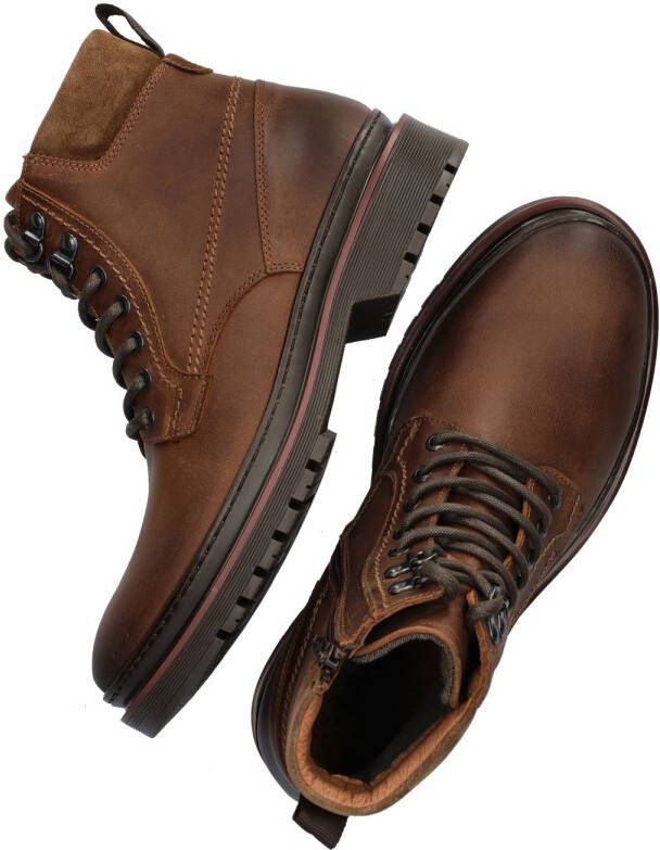 Nelson leren veterboots cognac