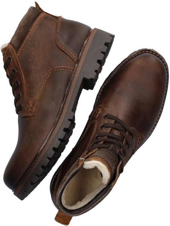 Nelson leren veterboots cognac