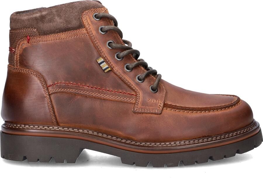 Nelson suède veterboots met profielzool cognac - Foto 4
