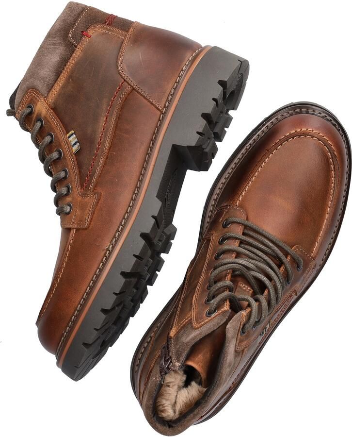 Nelson suède veterboots met profielzool cognac - Foto 5