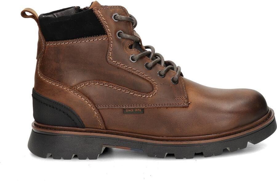 Nelson suède veterboots met profielzool cognac - Foto 4