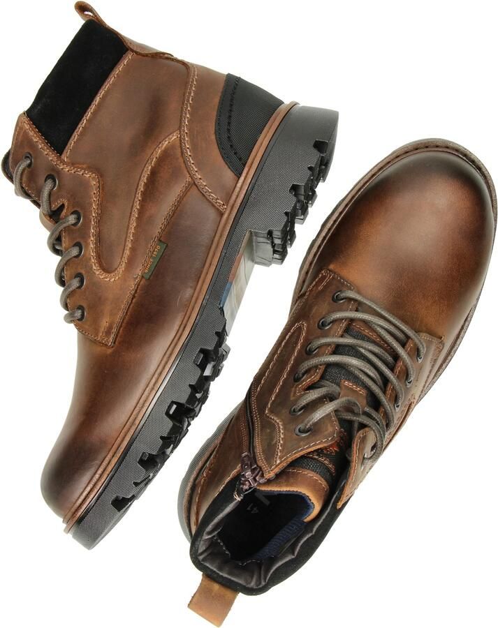 Nelson suède veterboots met profielzool cognac - Foto 5