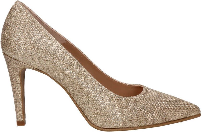 Nelson leren pumps met glitters goud