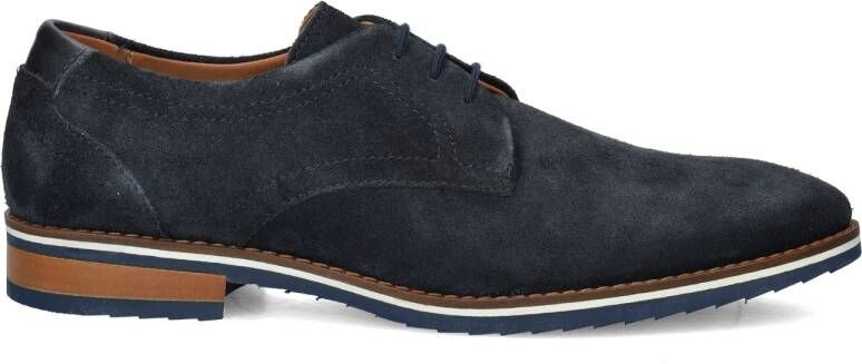 Nelson Roman suède veterschoenen donkerblauw