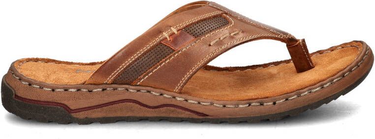 Nelson leren teenslippers cognac