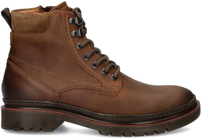Nelson leren veterboots cognac