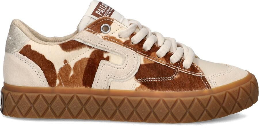 Palladium Ace Low Mix LTH Wild Pony Sneakers Wit Bruin Leer en Textiel Dames Wit Bruin - Foto 2