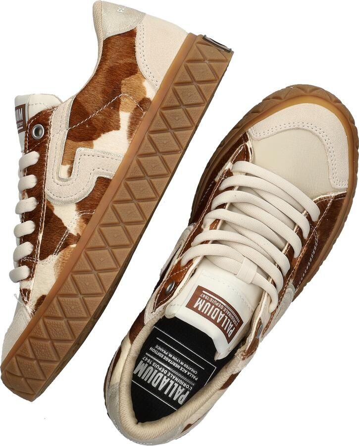 Palladium Ace Low Mix LTH Wild Pony Sneakers Wit Bruin Leer en Textiel Dames Wit Bruin - Foto 3