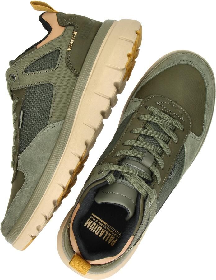 Palladium Pallaflex Low Mix Olive Night Sneakers Olijf Groen Leer Combi Heren Groen - Foto 3