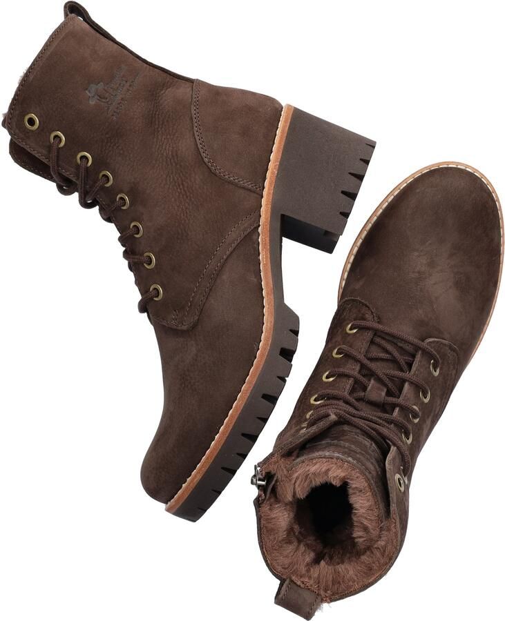 Panama Jack Padma bruine leren dames veterboots met hak - Foto 4