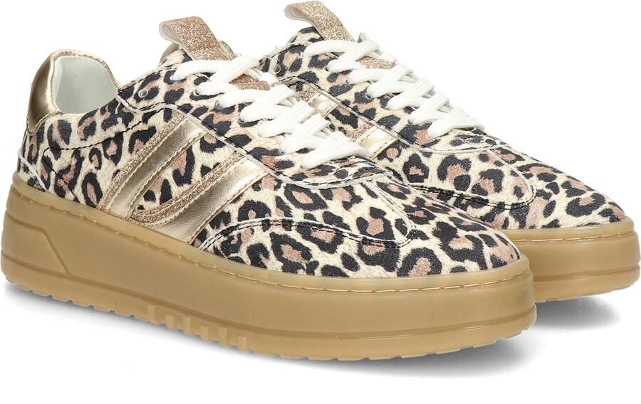 PS Poelman Anemone leren sneakers met panterprint beige - Foto 5