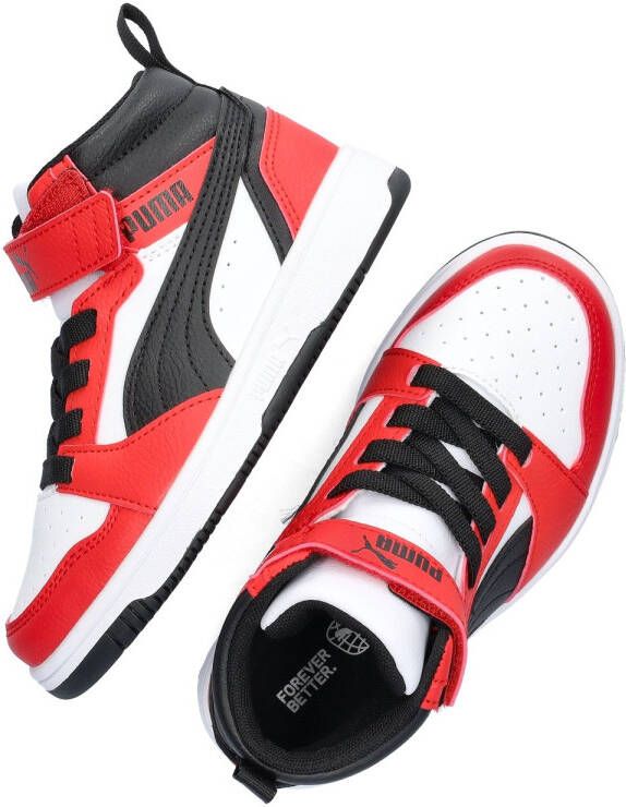Puma Rebound v6 Mid V6 Mid sneakers wit zwart rood Imitatieleer 34 - Foto 9