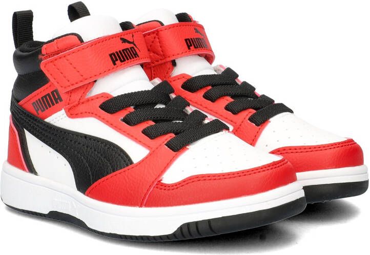 Puma Rebound v6 Mid V6 Mid sneakers wit zwart rood Imitatieleer 34 - Foto 7