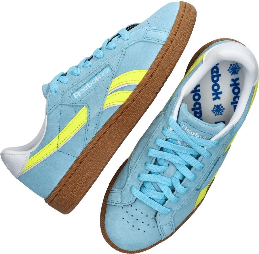 Reebok CLUB C GROUNDS UK Blauw SOLAR ACID YELLOW GUM Dames Sneakers Blauw - Foto 4