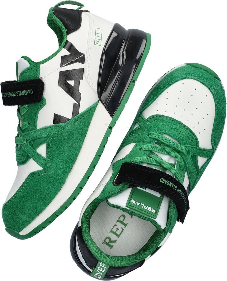 Replay Shoot Jr suède sneakers groen wit Jongens Suede Meerkleurig 30 - Foto 4