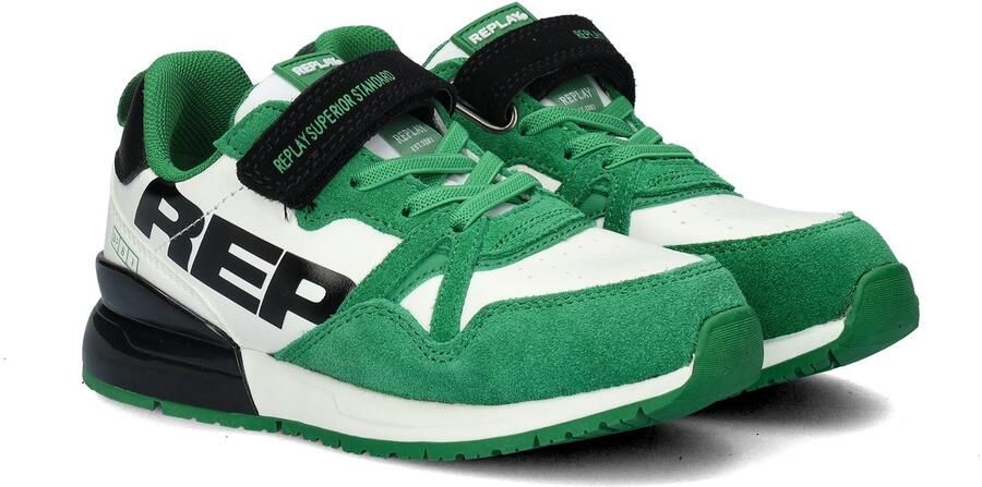 Replay Shoot Jr suède sneakers groen wit Jongens Suede Meerkleurig 30 - Foto 7