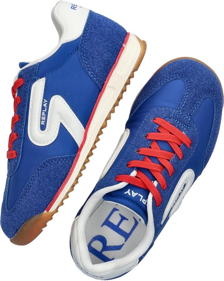 REPLAY Yard JR imitatieleren leren sneakers koningsblauw wit - Foto 6
