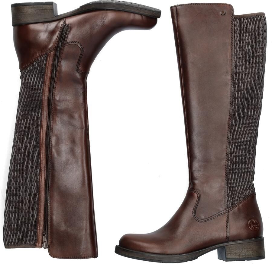 Rieker art Z9591 29 bruin leer stretch kuit rits dames - Foto 3